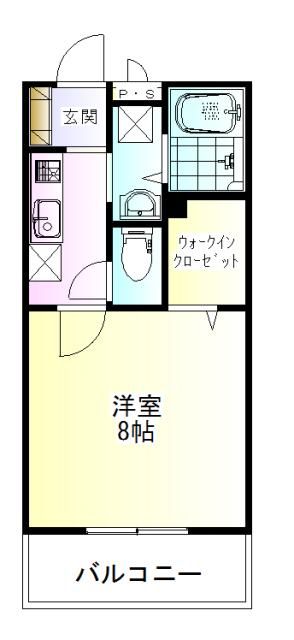 【間取】　洋室8帖とウォークインクローゼット付き 独立洗面台あり